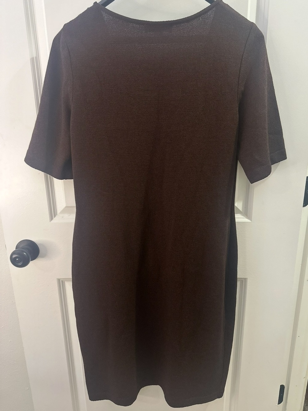 St. John Evening Brown Wool Knit Dress Beaded Neckline Size 14 Vintage - Picture 4 of 11